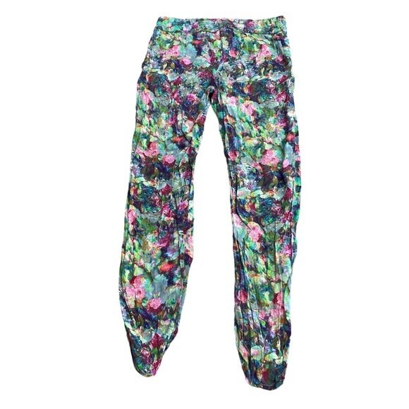 Anthropologie Sam & Lavi xs Floral Split‎ Hem Pant Bright Multicolor 100% Rayon - Picture 4 of 10